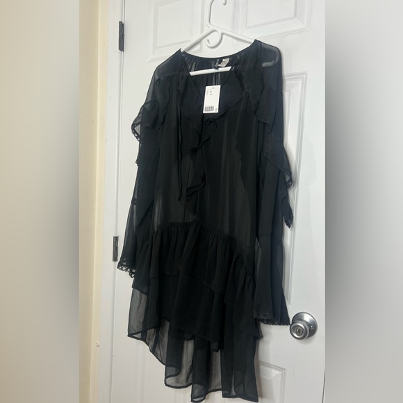 H&M Flounced Chiffon Black Dress - Picture 5 of 11